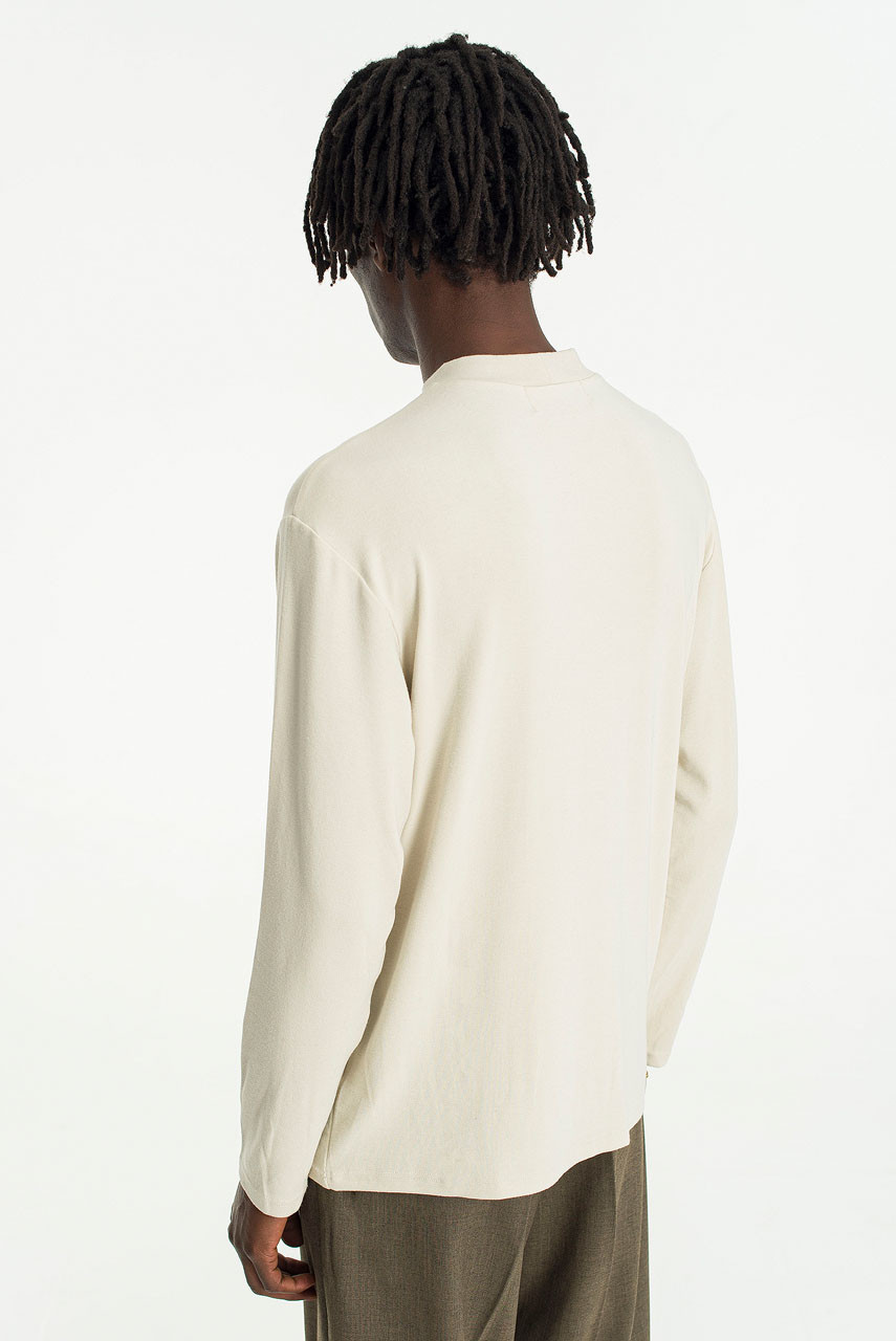 Menswear | Mock Neck Tee, Light Beige