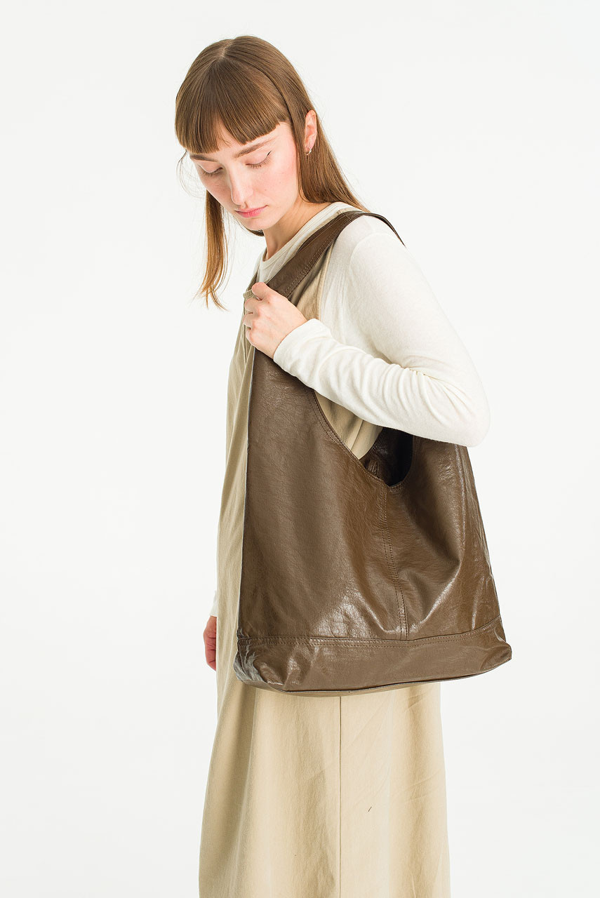 ★cozing★ Nylon ribbon hobo bag_ivory Ribbon Detail Hobo Bag, Khaki Brown