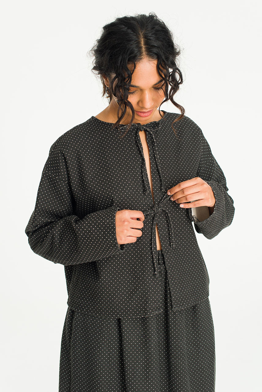 Kiko Dotty Ribbon Blouse, Black