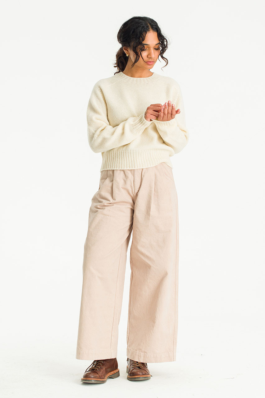 Seamless Shetland Wool Crop Jumper, Ivory