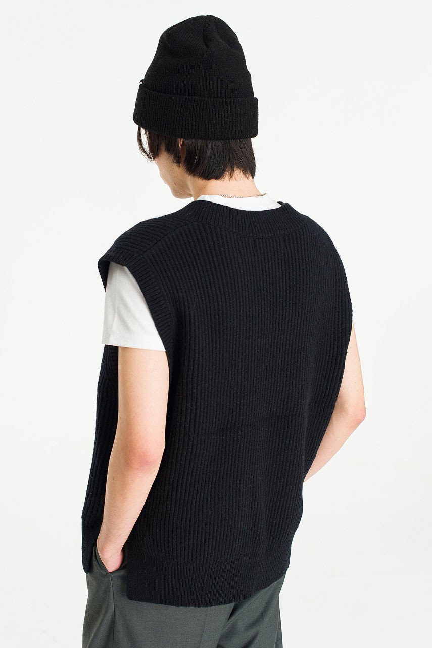 Menswear | Boxy V-Neck Vest, Black
