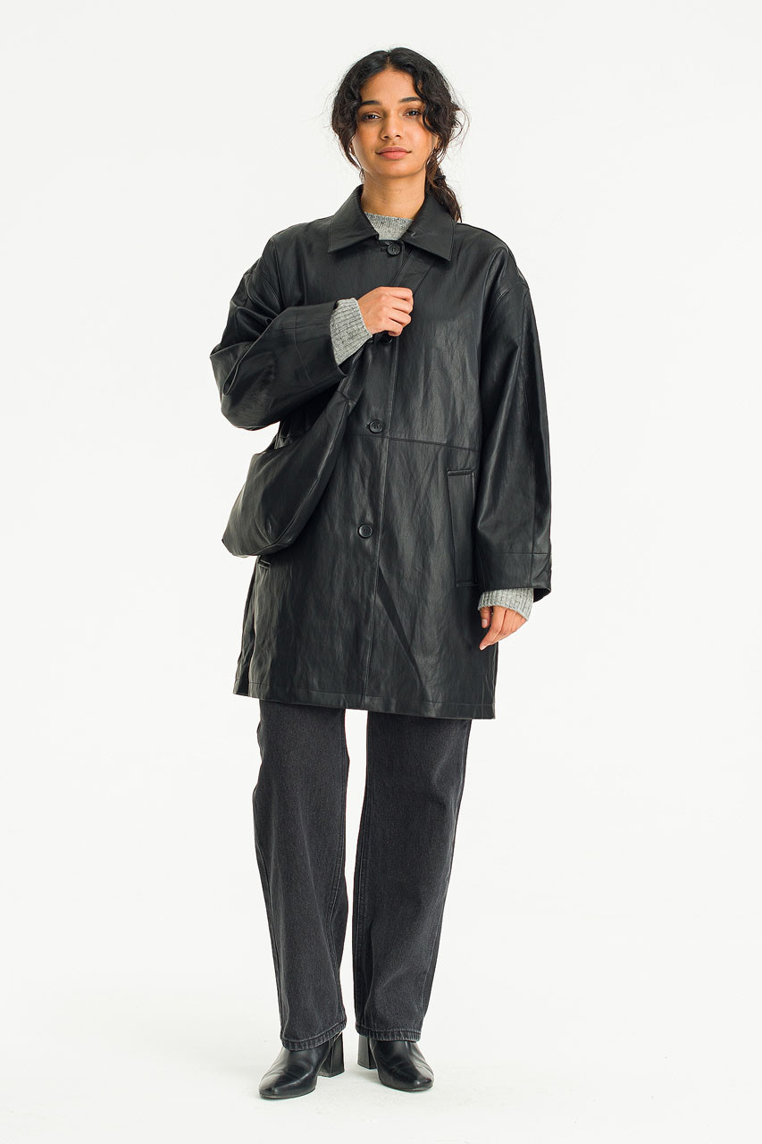 Akari Faux Leather Jacket & Bag, Black