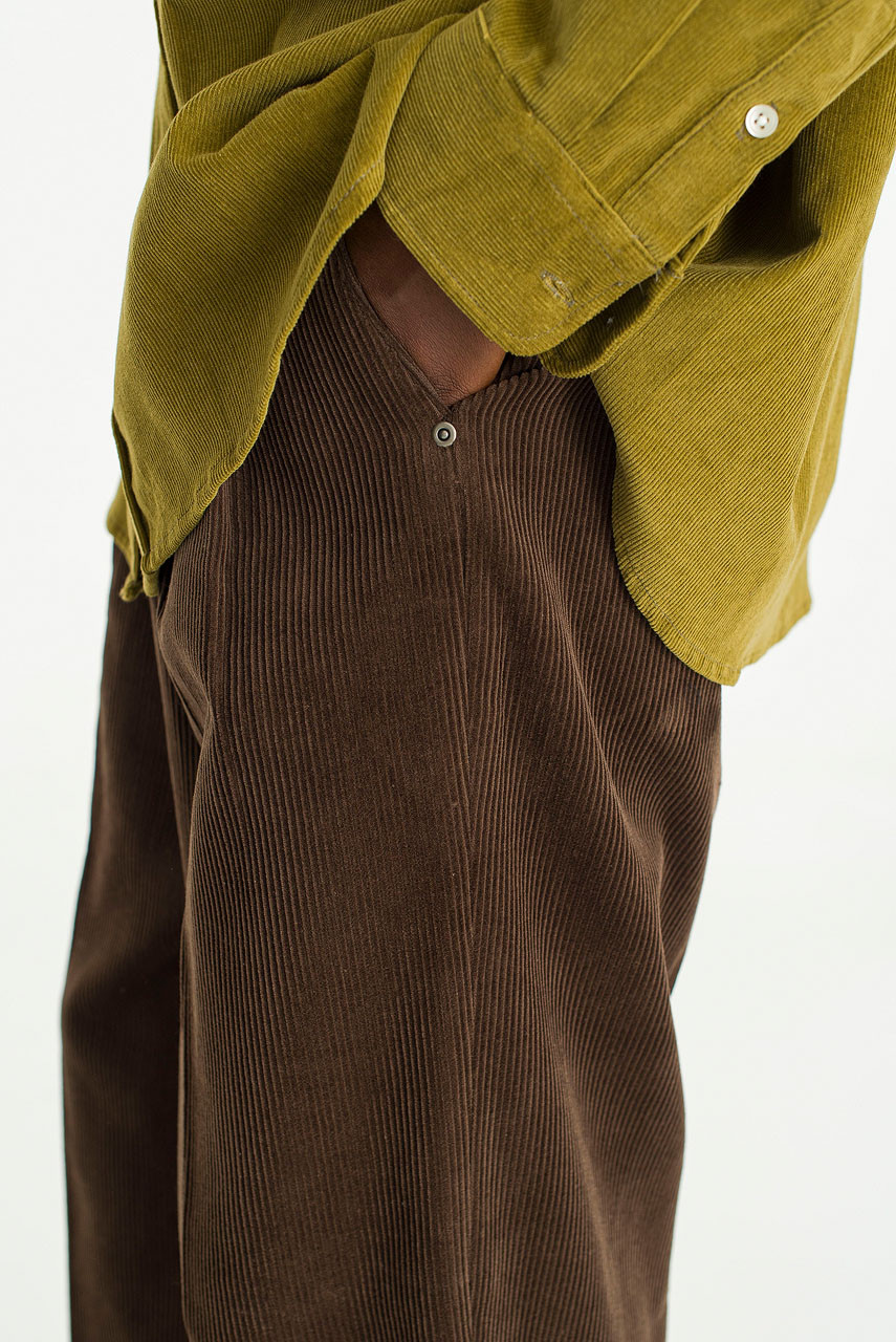 Menswear | Pintuck Cord Pants, Dark Brown