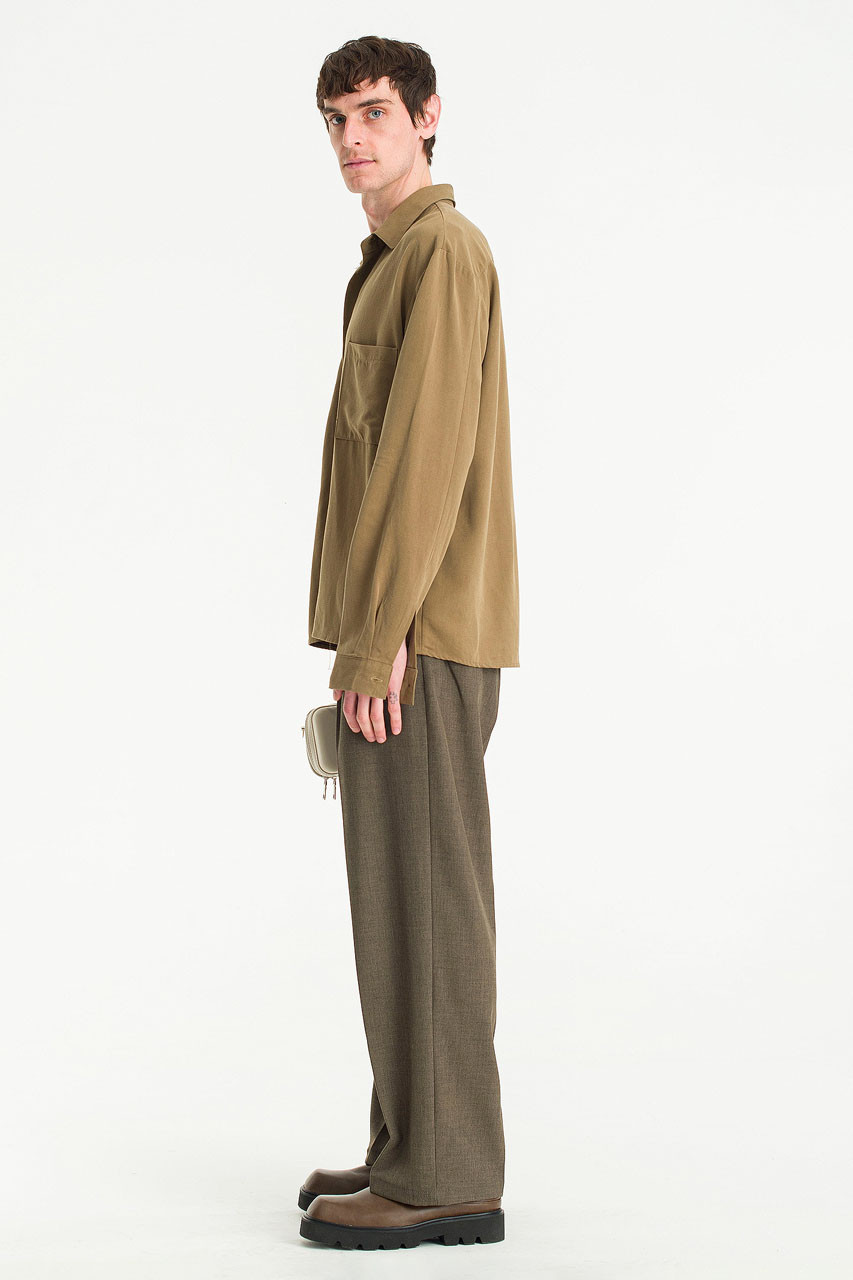 Menswear | Drape Shirt, Khaki