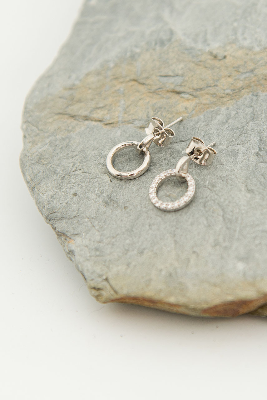 Eleni Circle Earrings, Silver