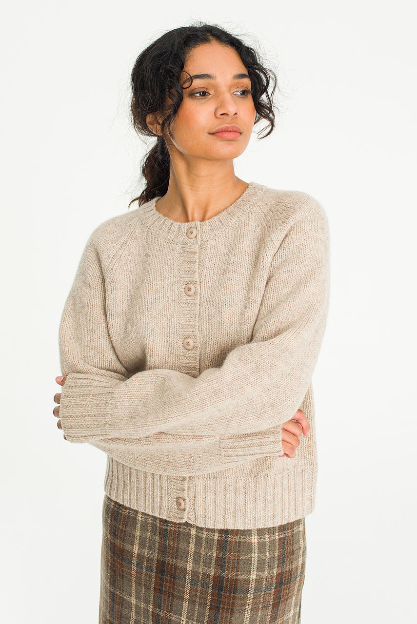トップス 24AW SHETLANDWOOLCASHMEREKNITCARDIGAN Shetland wool cardigan | and wander（アンドワンダー