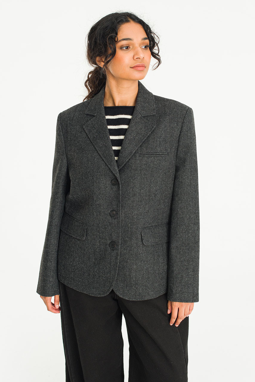 Izumi Check Jacket, Charcoal