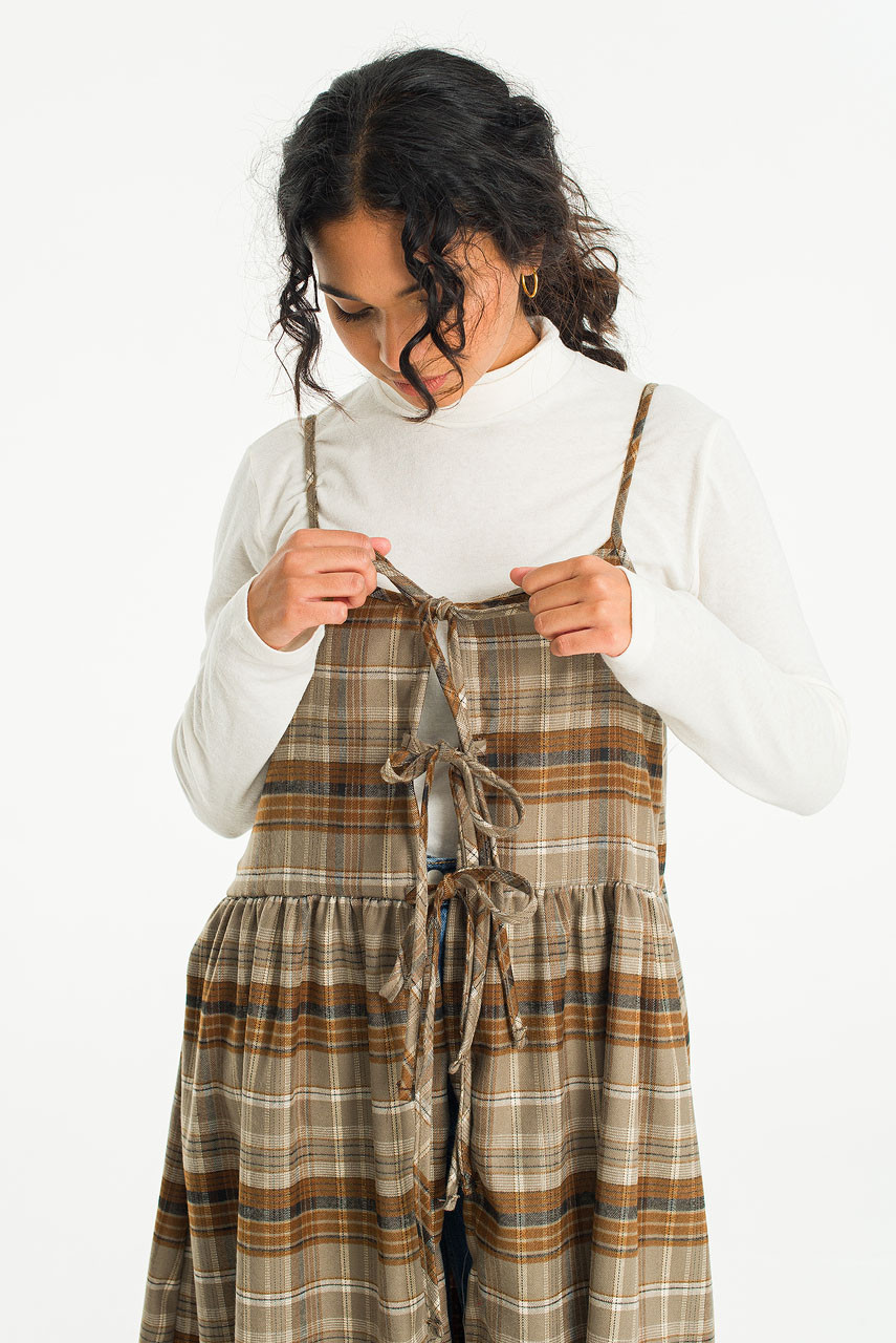 Karina Check Cami Dress, Brown