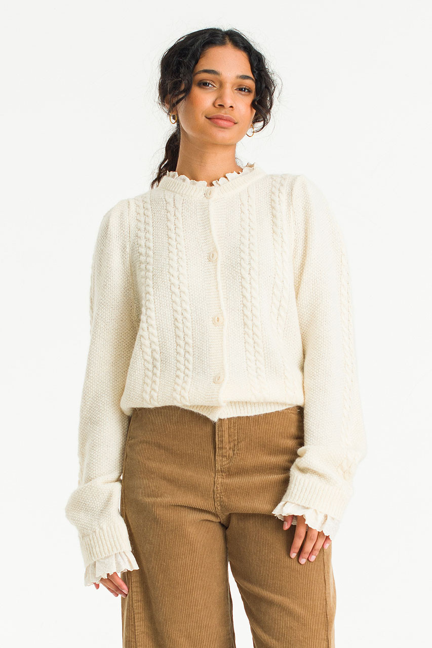 【m.】eaphi CABLE KNIT CARDIGAN ivory Hani Lace Cable Cardigan, Ivory