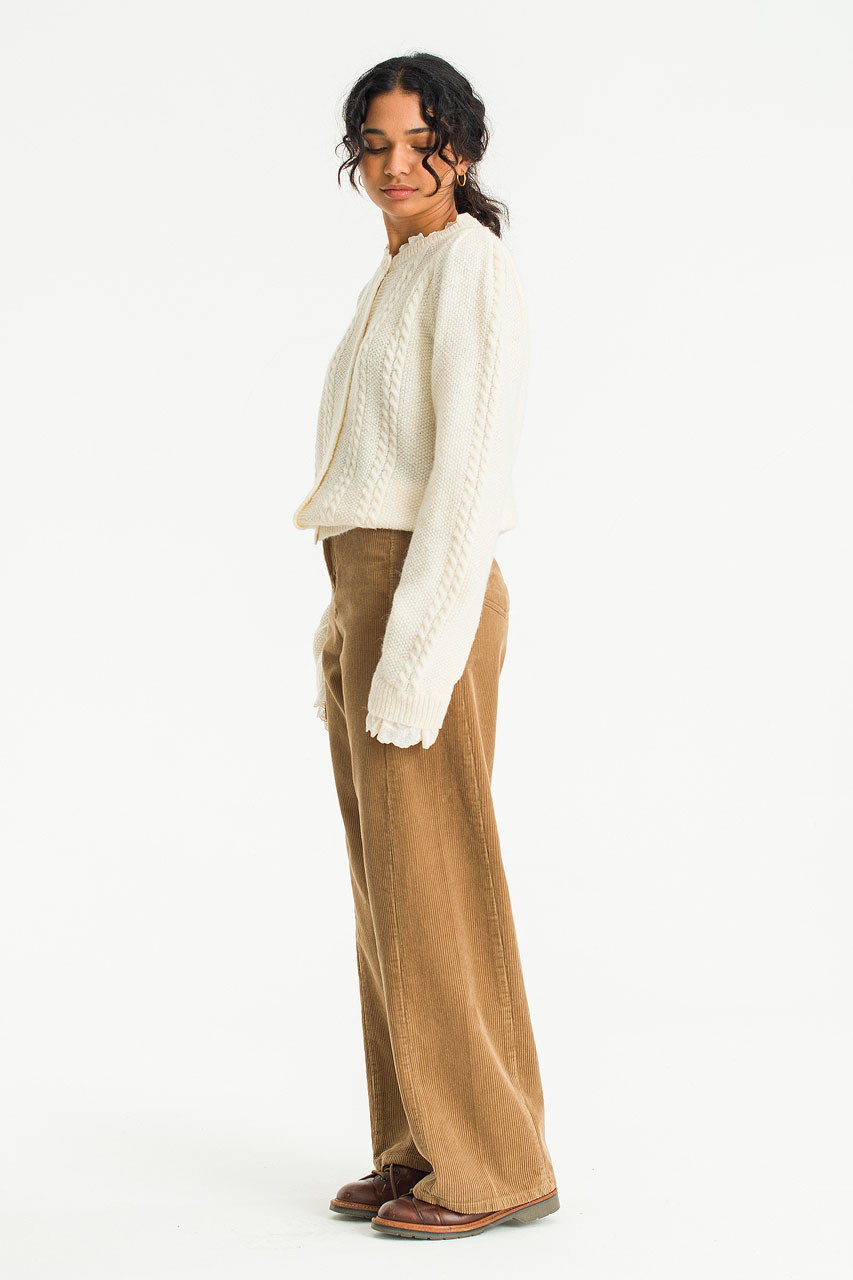 Hani Lace Cable Cardigan, Ivory