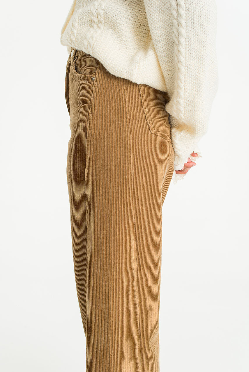 Momo Cord Wide Pants, Camel