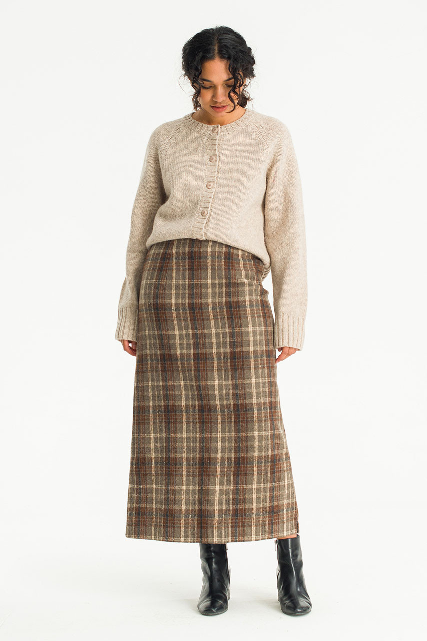 Cobi Check Skirt, Brown
