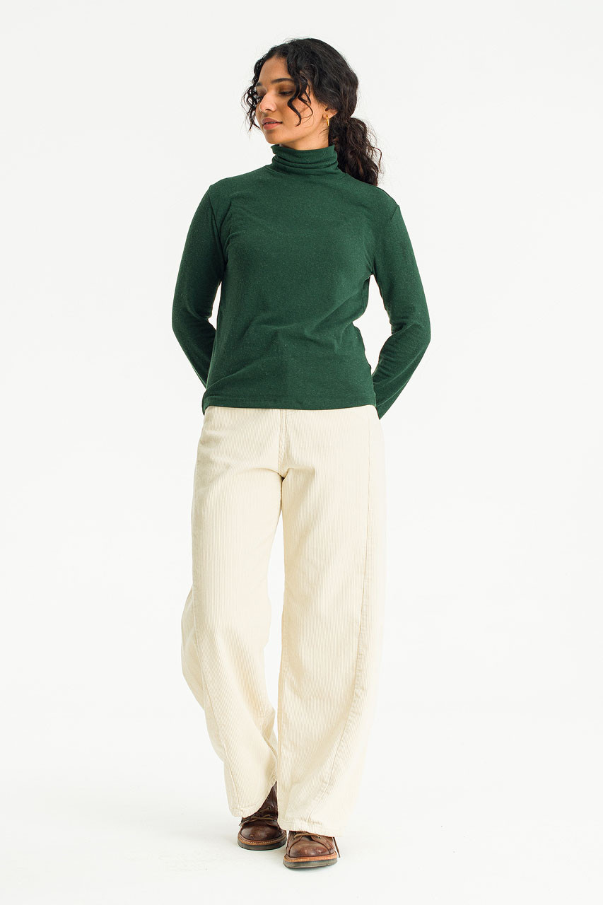 Charlotte Roll Neck Tee, Deep Green