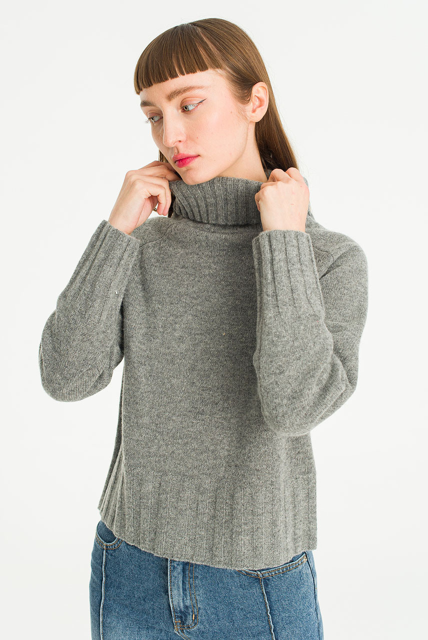 Simple Roll Neck Jumper, Grey