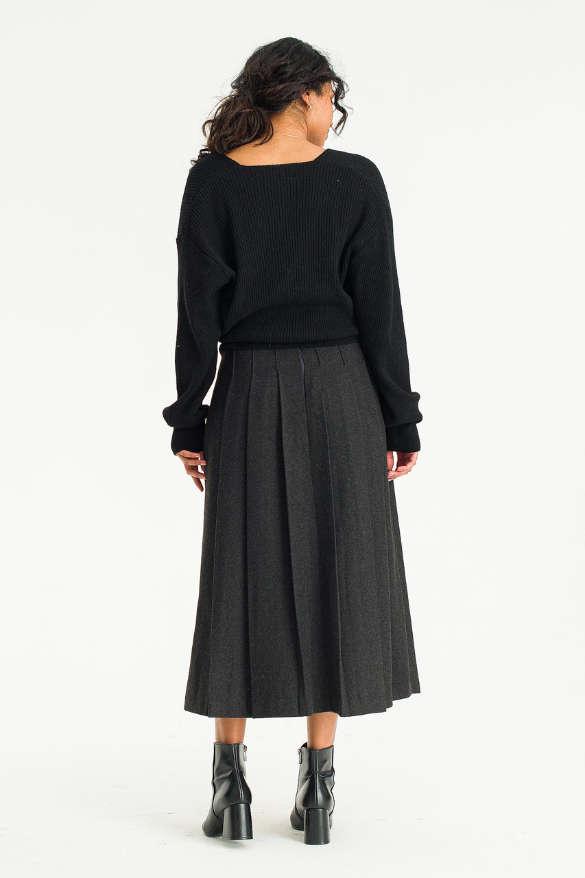 Kei Wool Blend Wrap Knit, Black