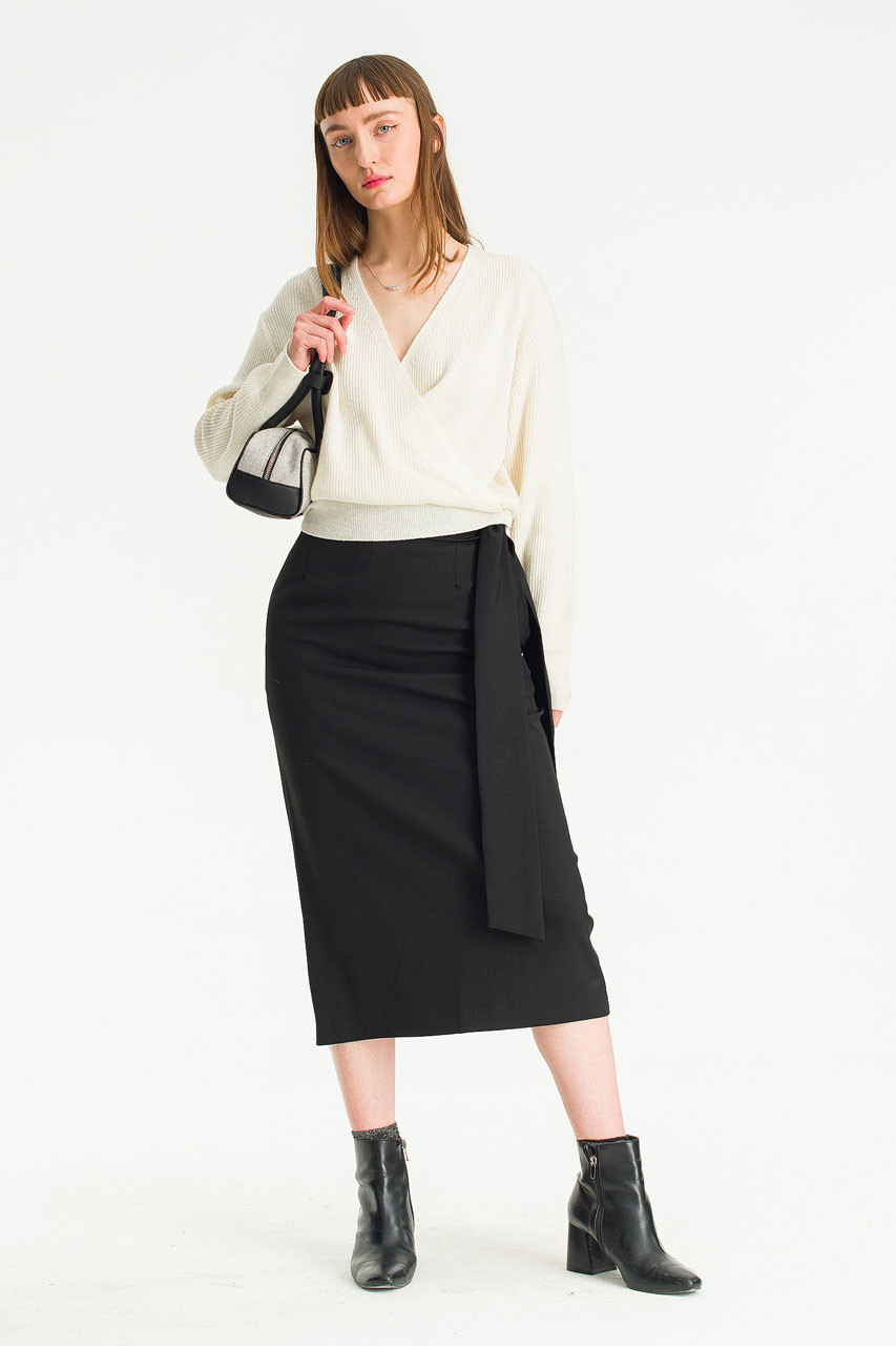 Kei Wool Blend Wrap Knit, Ivory
