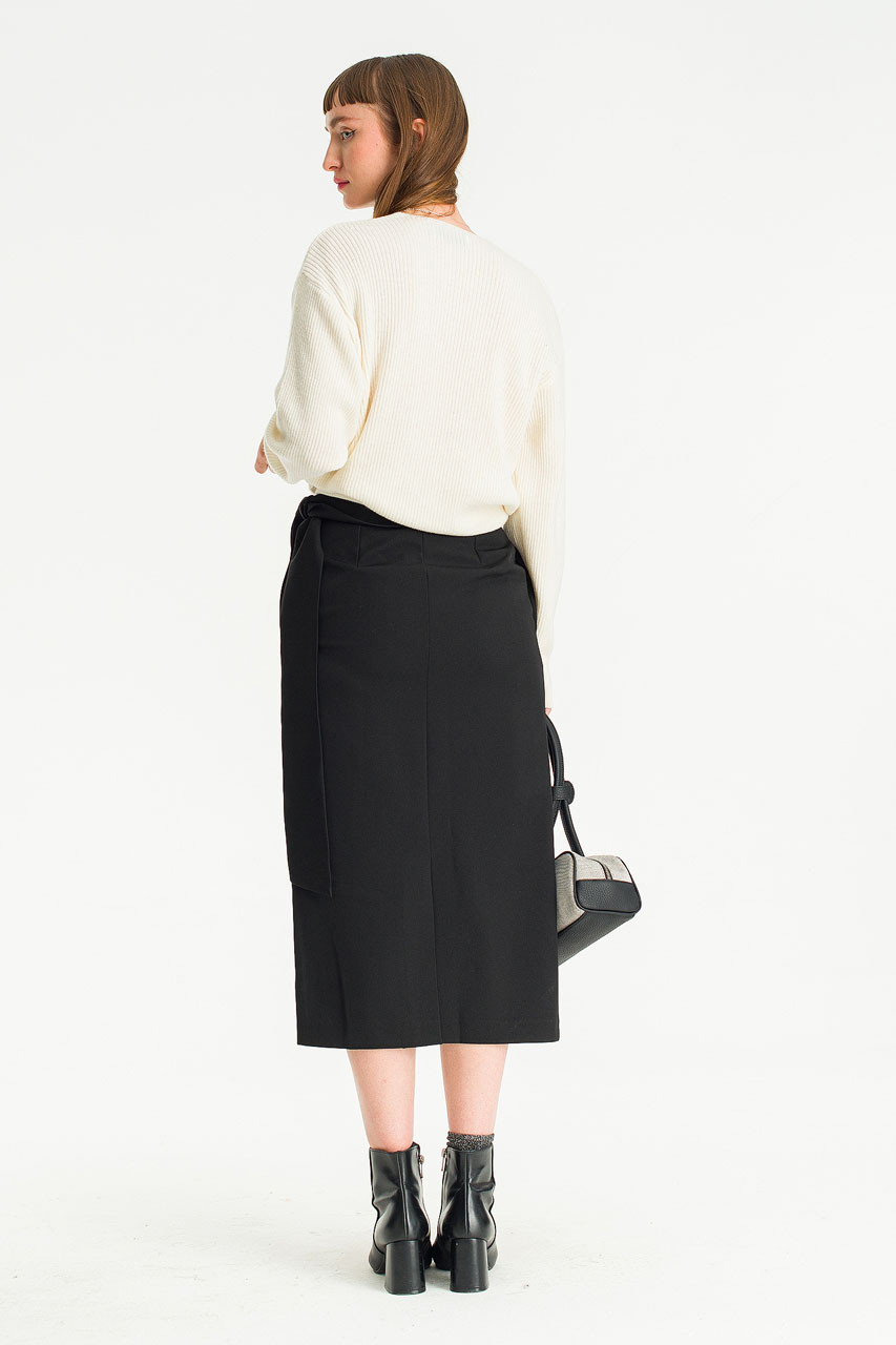 Hani Ribbon Belt Skirt, Black