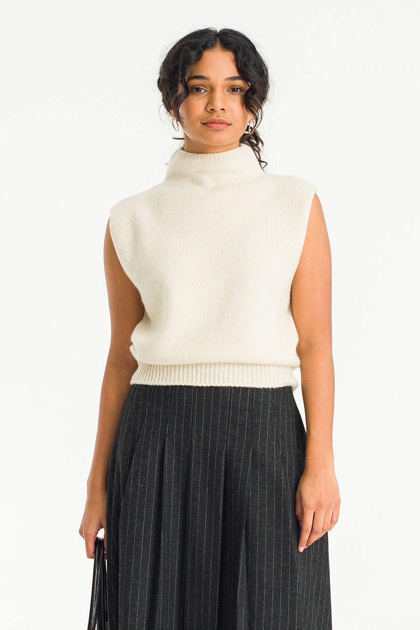 Mio Turtle Neck Vest, Cream