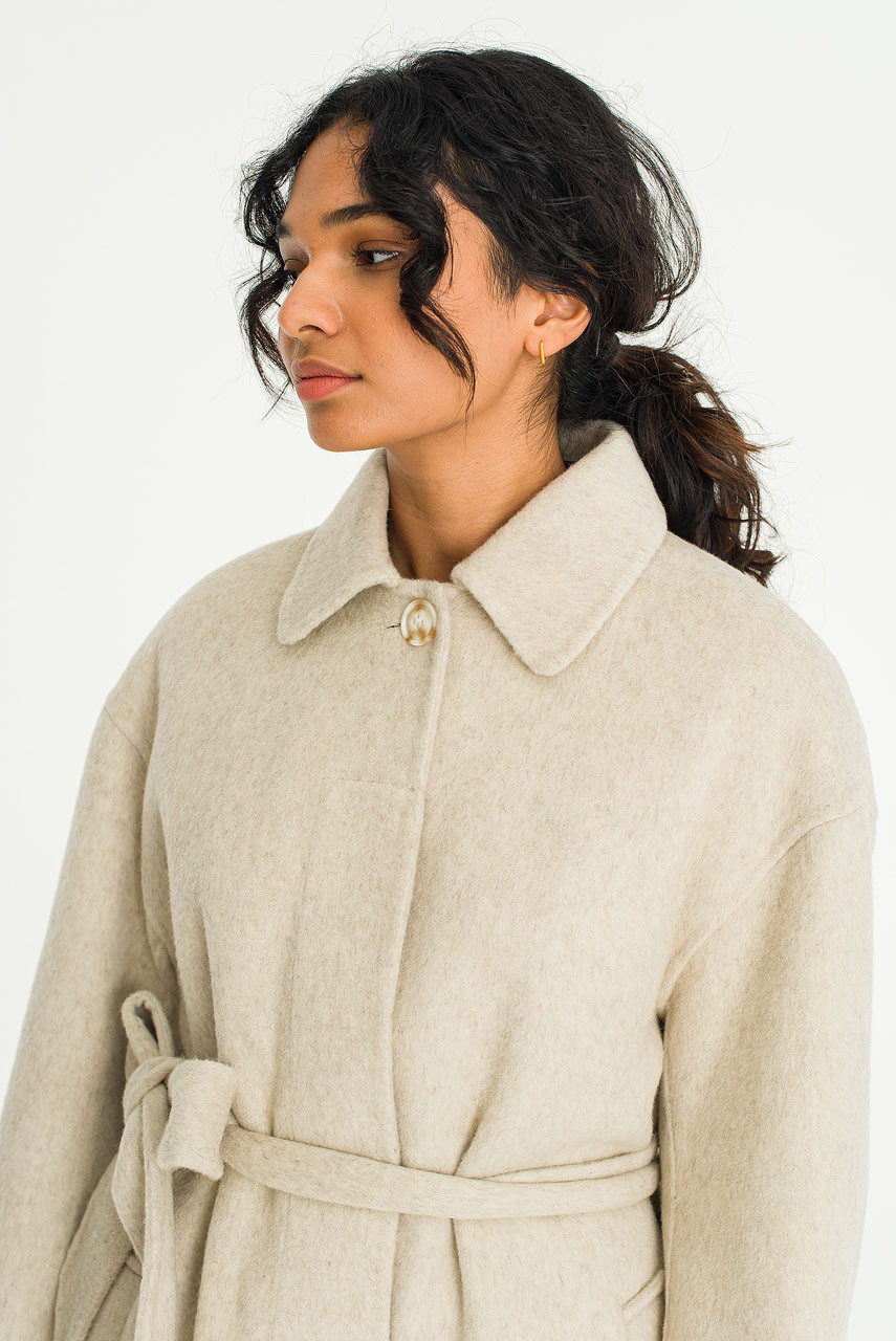 Asuka Raglan Seamless Coat, Beige
