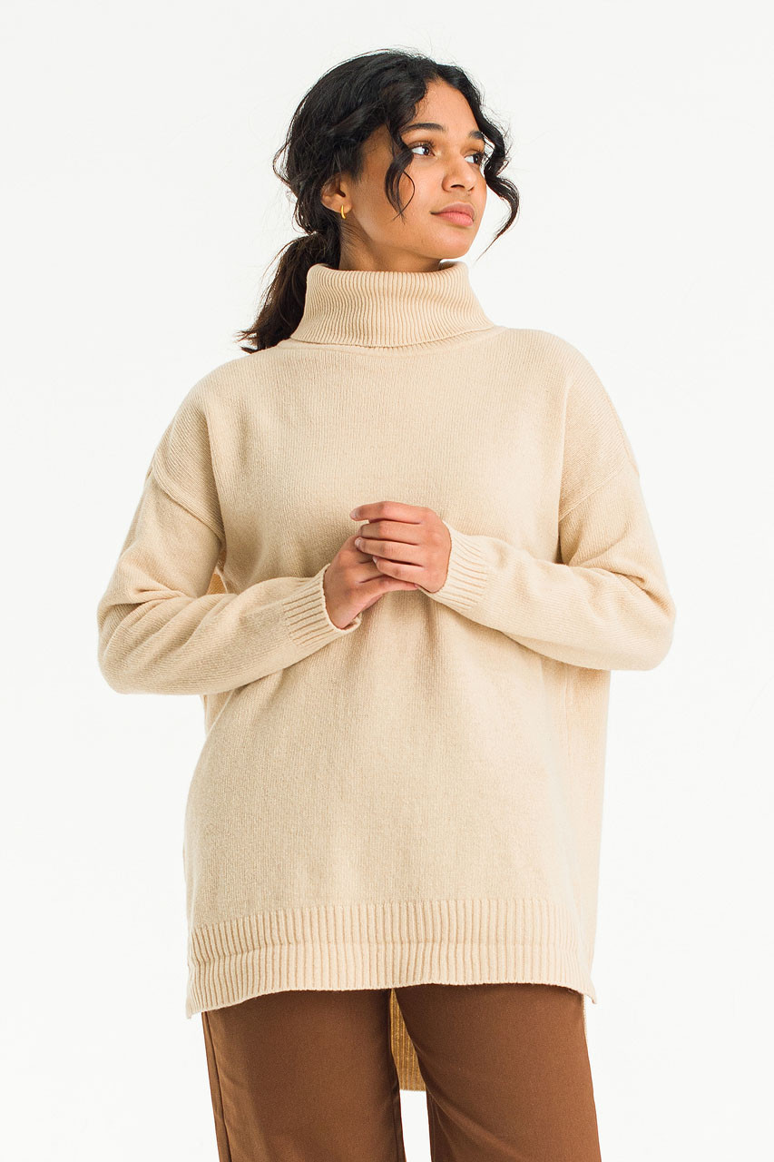 Kiko Loose Turtle Neck Jumper, Beige