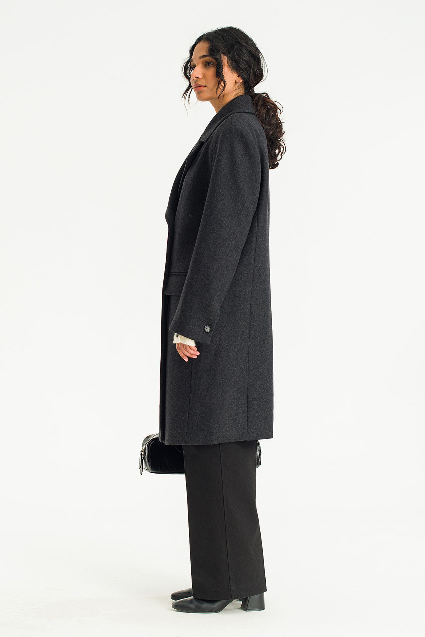 Kimiko Double Long Coat, Charcoal