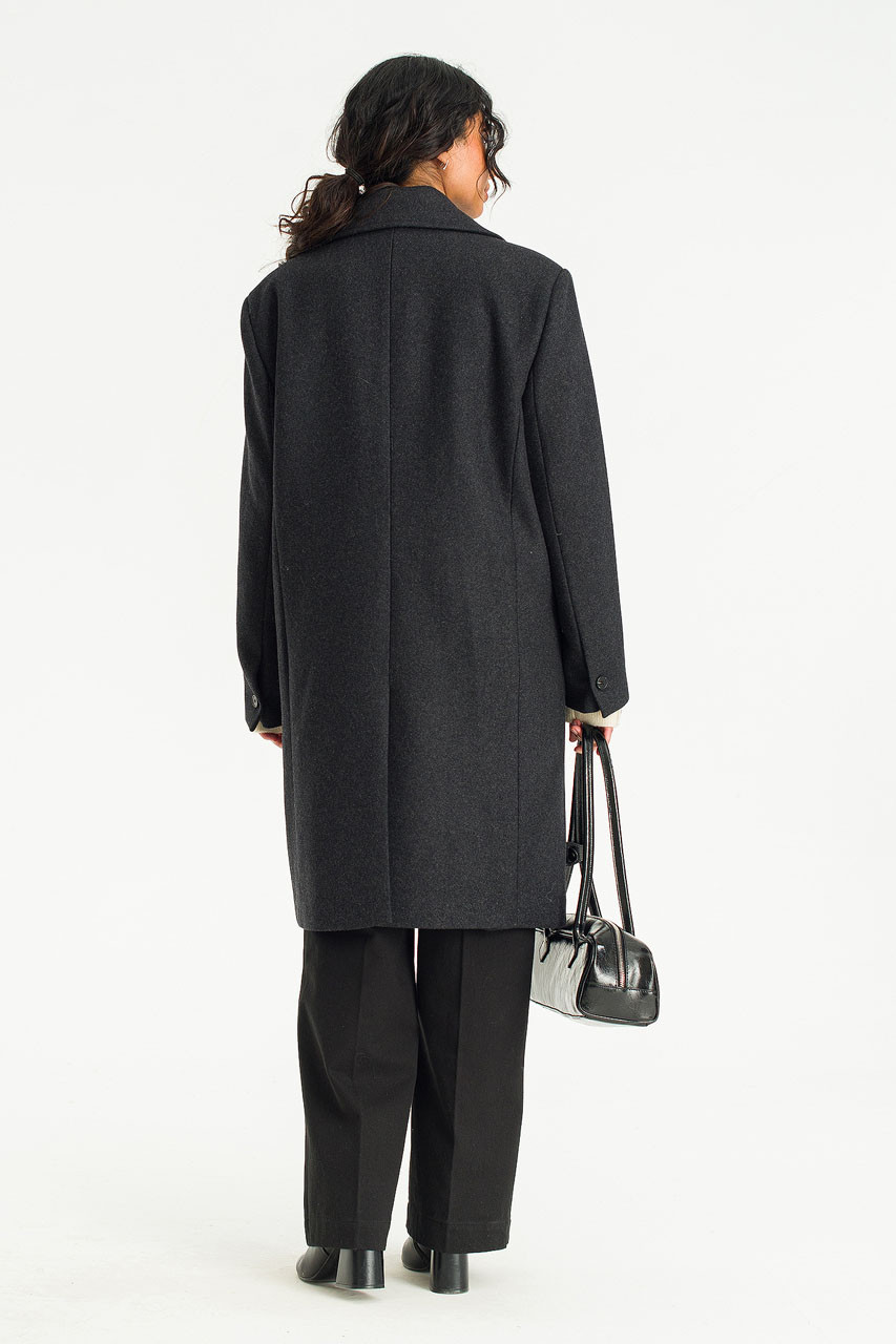 Kimiko Double Long Coat, Charcoal