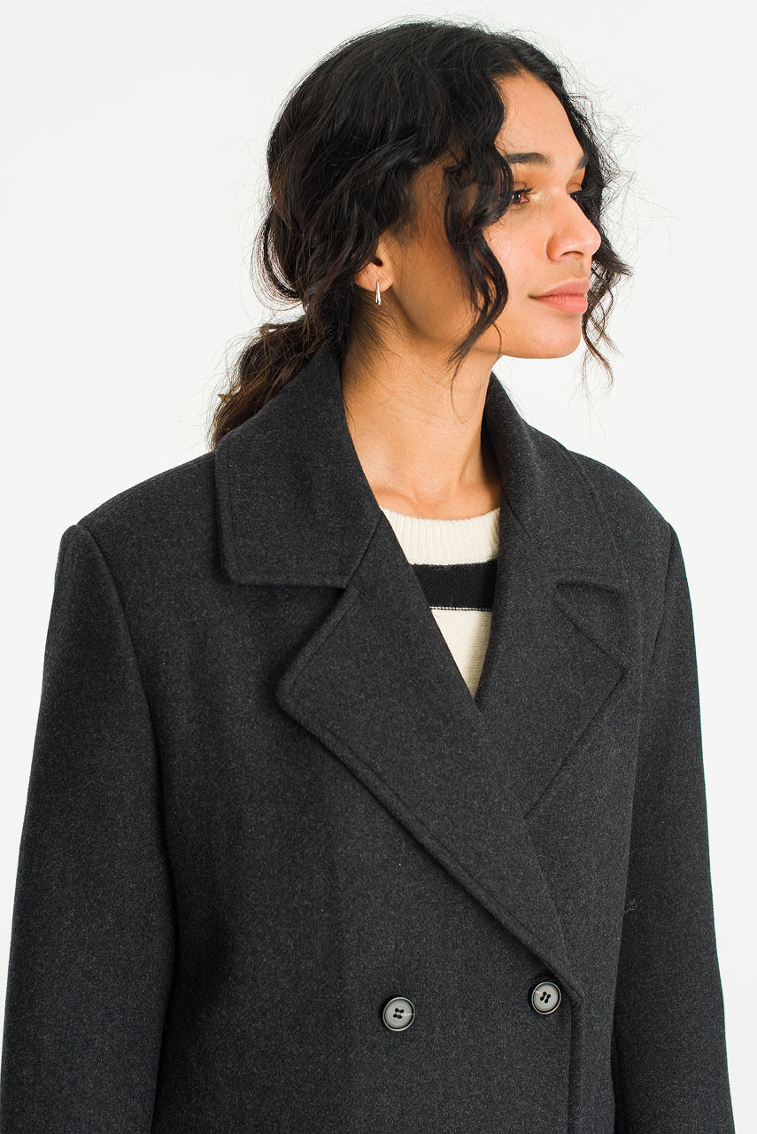 Kimiko Double Long Coat, Charcoal