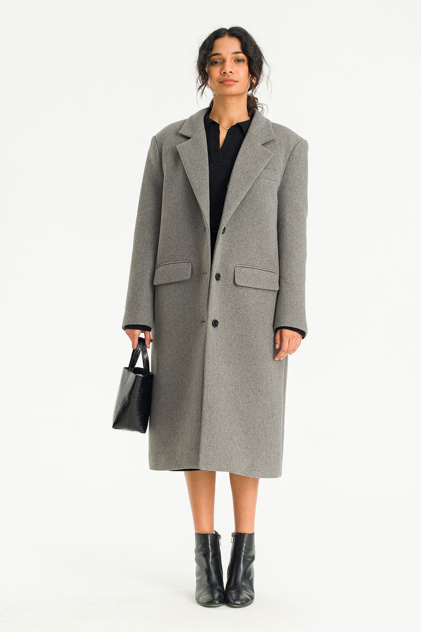Himari Single Button Coat, Charcoal