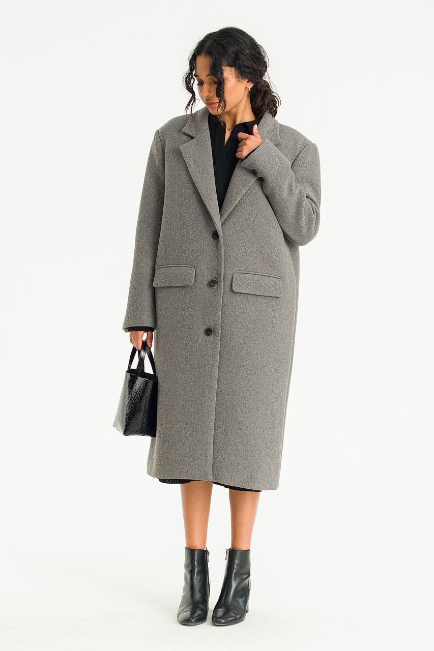 Himari Single Button Coat, Charcoal