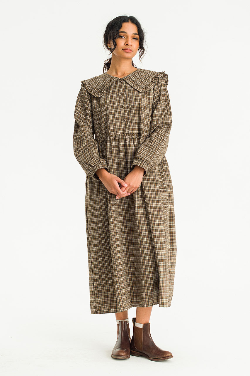 Jena Check Dress, Brown