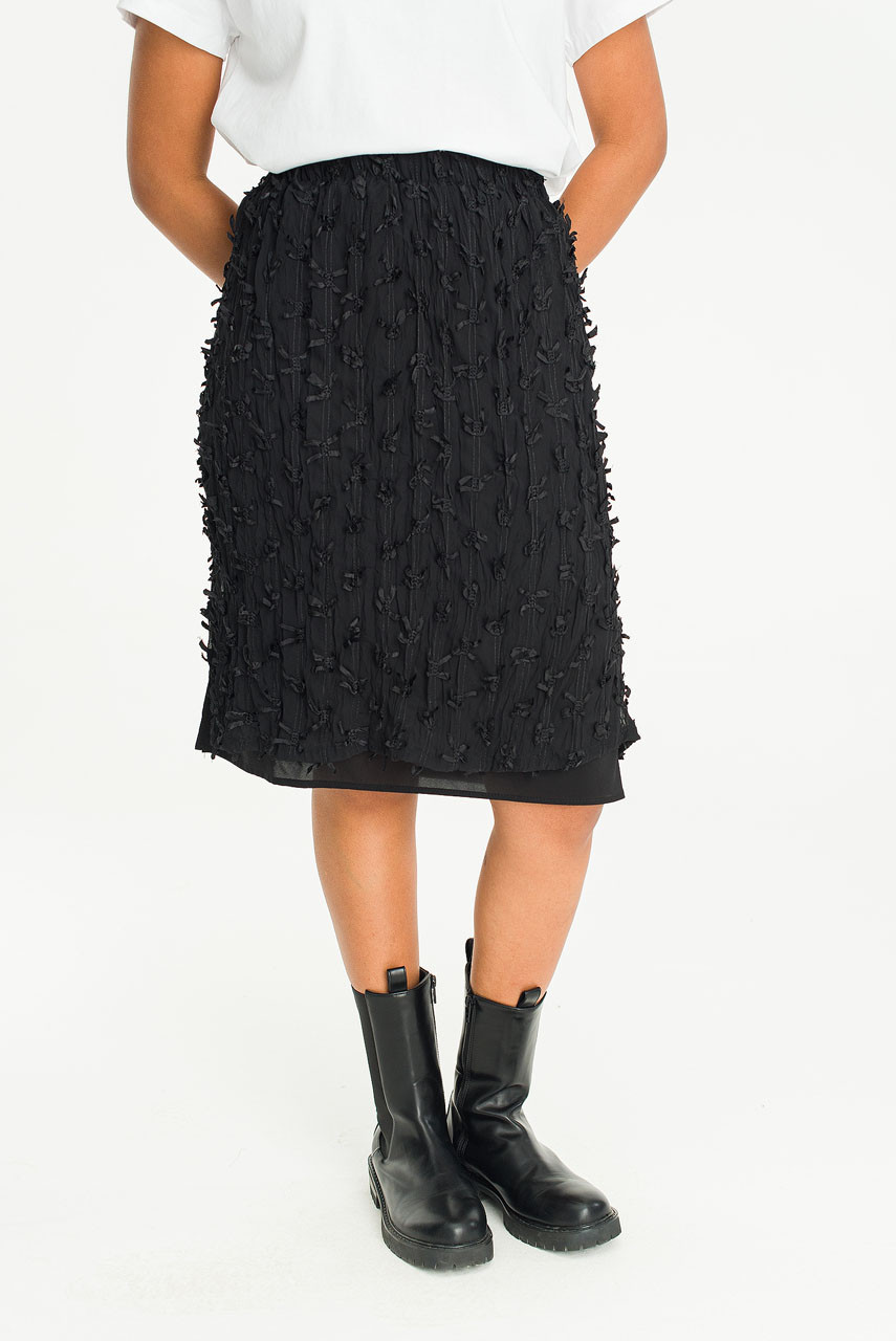 Kiara Cotton Lace Mini Skirt, Black