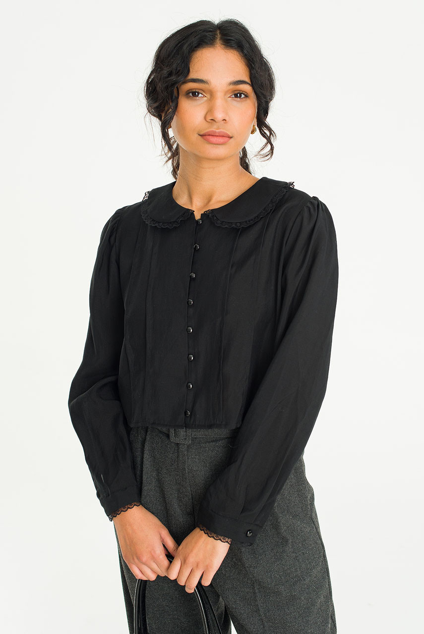 Elise Collar Blouse, Black
