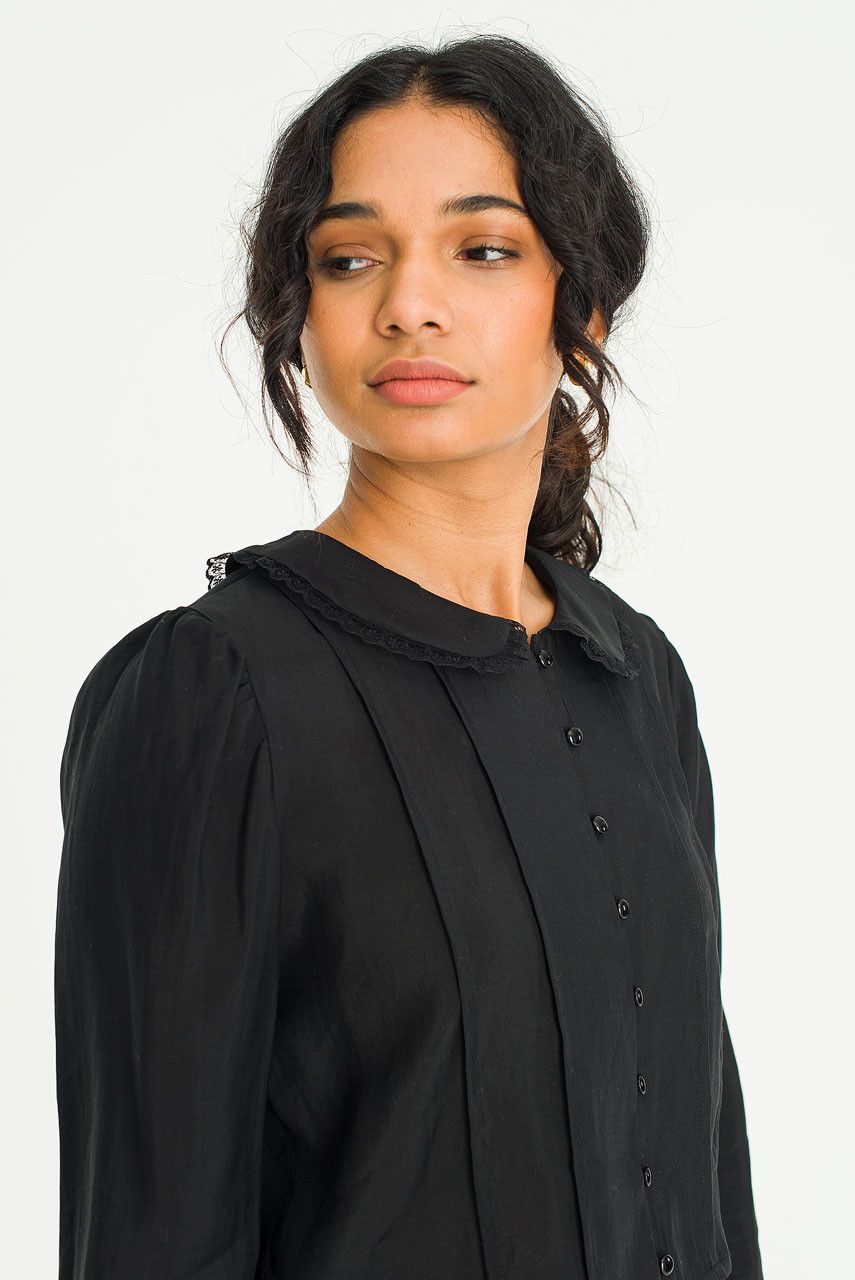 Elise Collar Blouse, Black