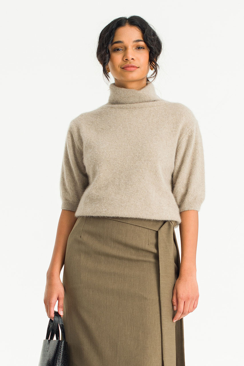 Kiko Loose Turtle Neck Jumper, Beige