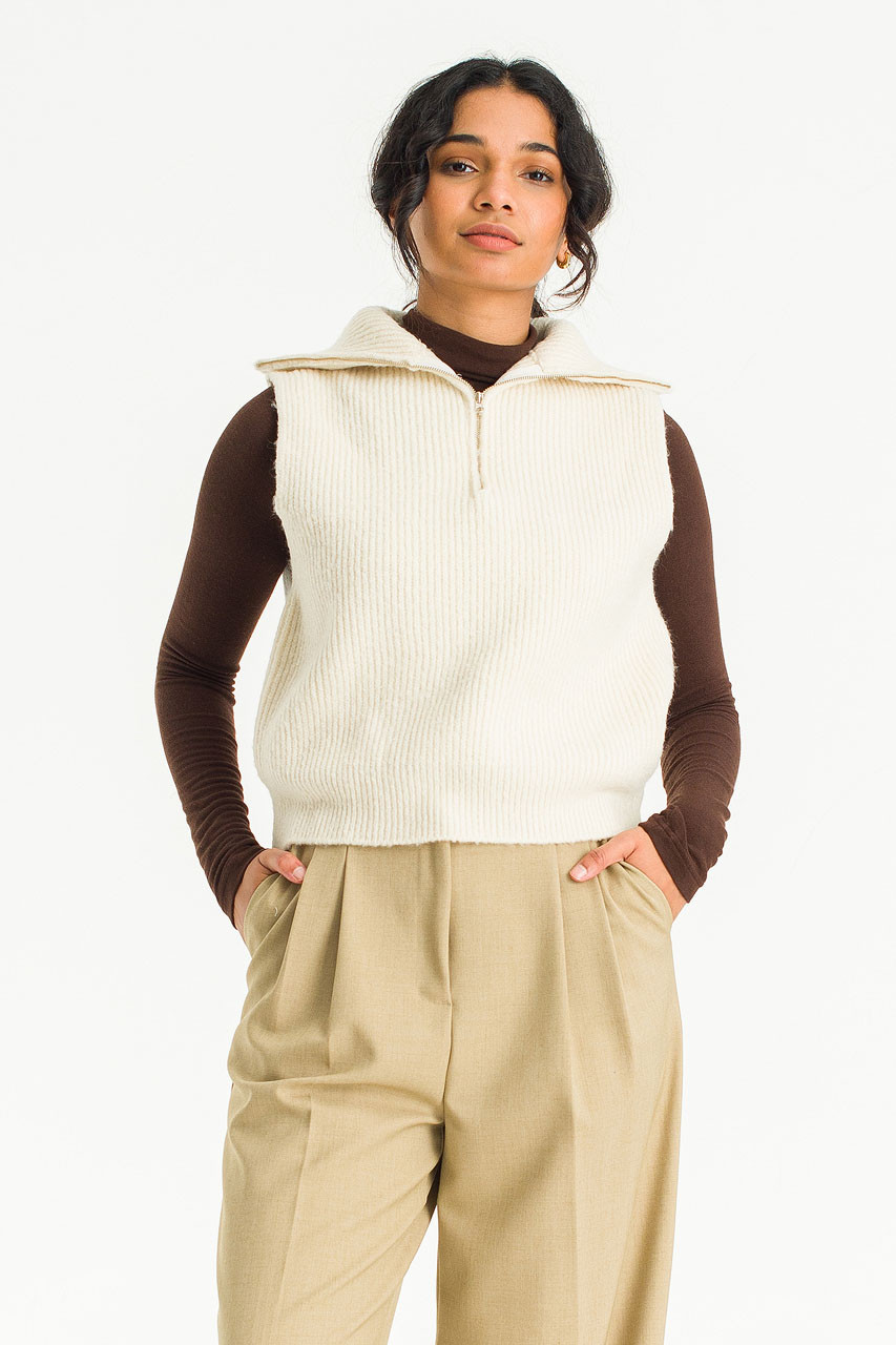 Aden Zip Up Vest, Ivory