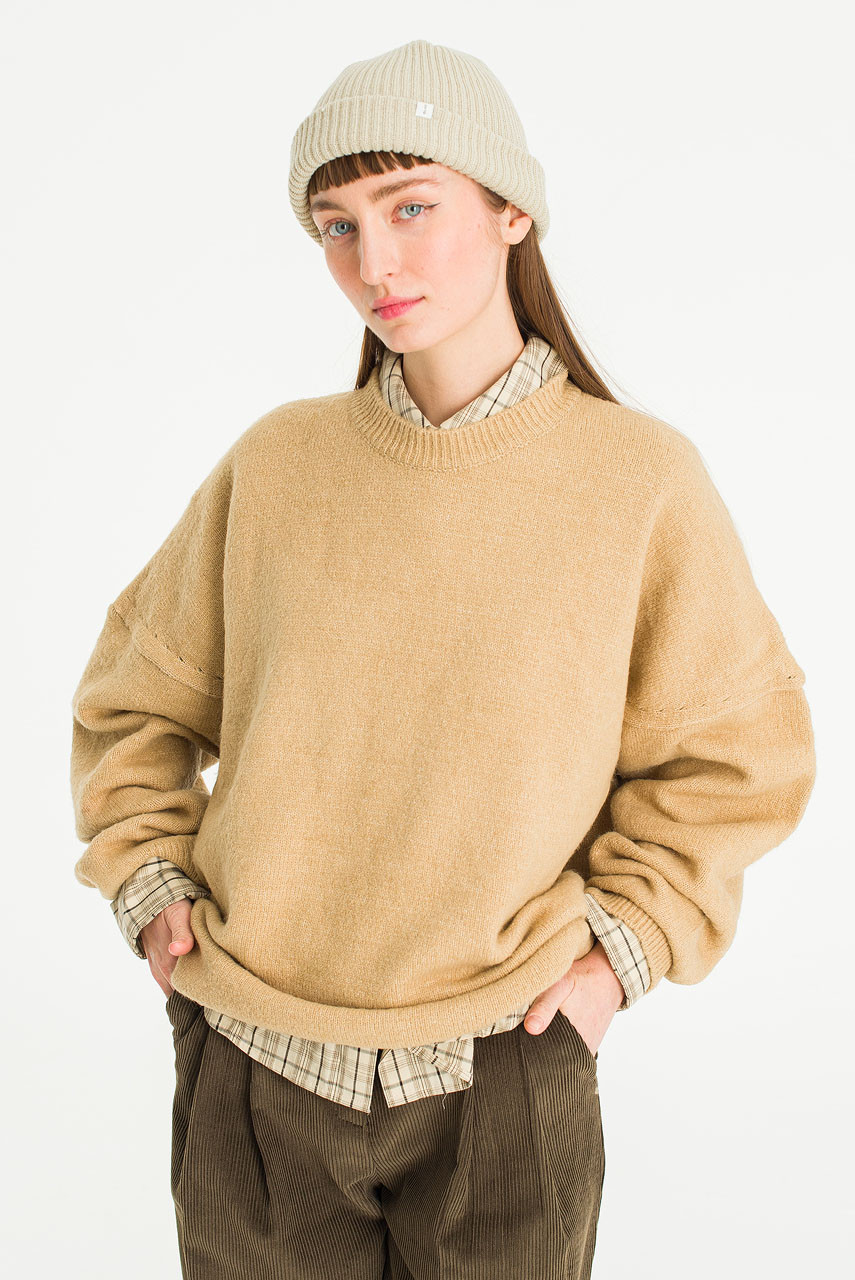 Oui Round Jumper, Beige