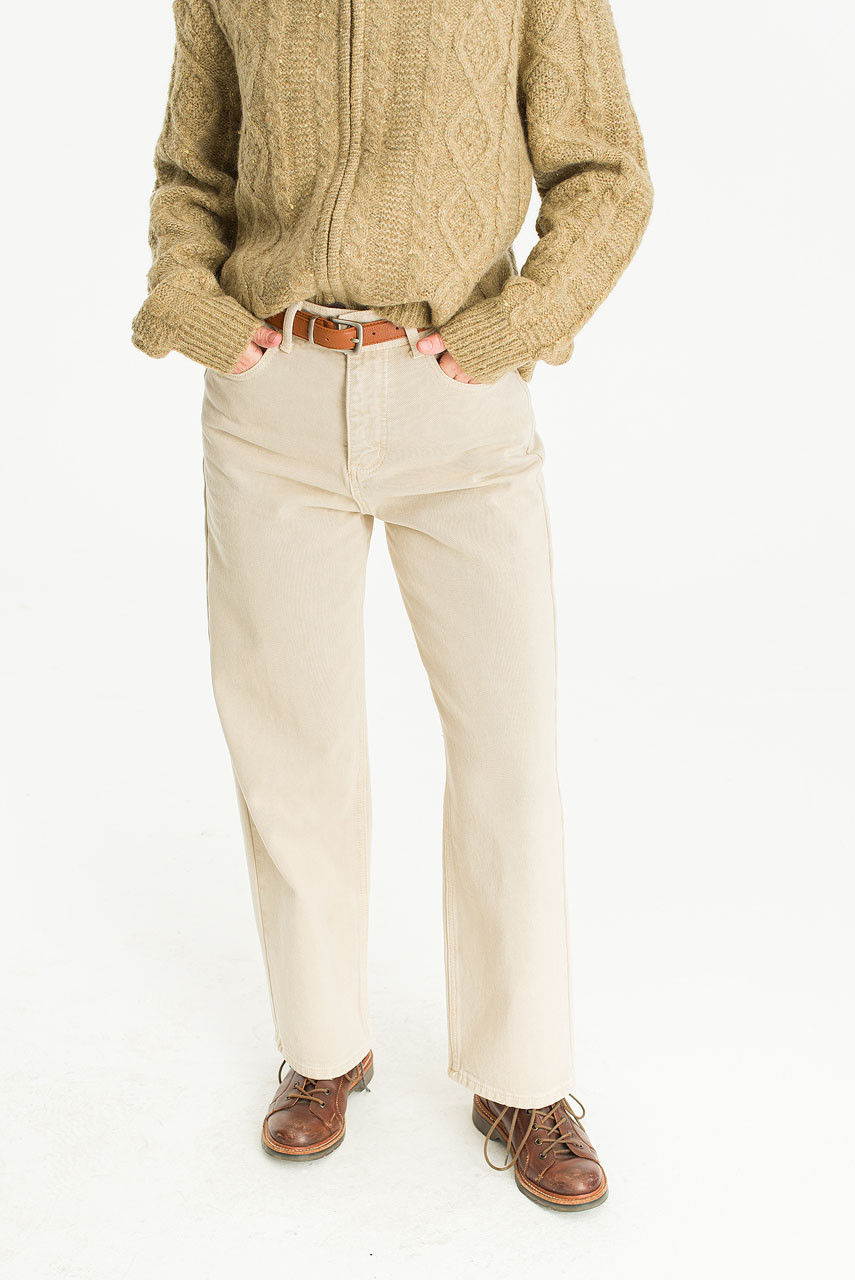 Kimmie Twill Wide Pants, Beige