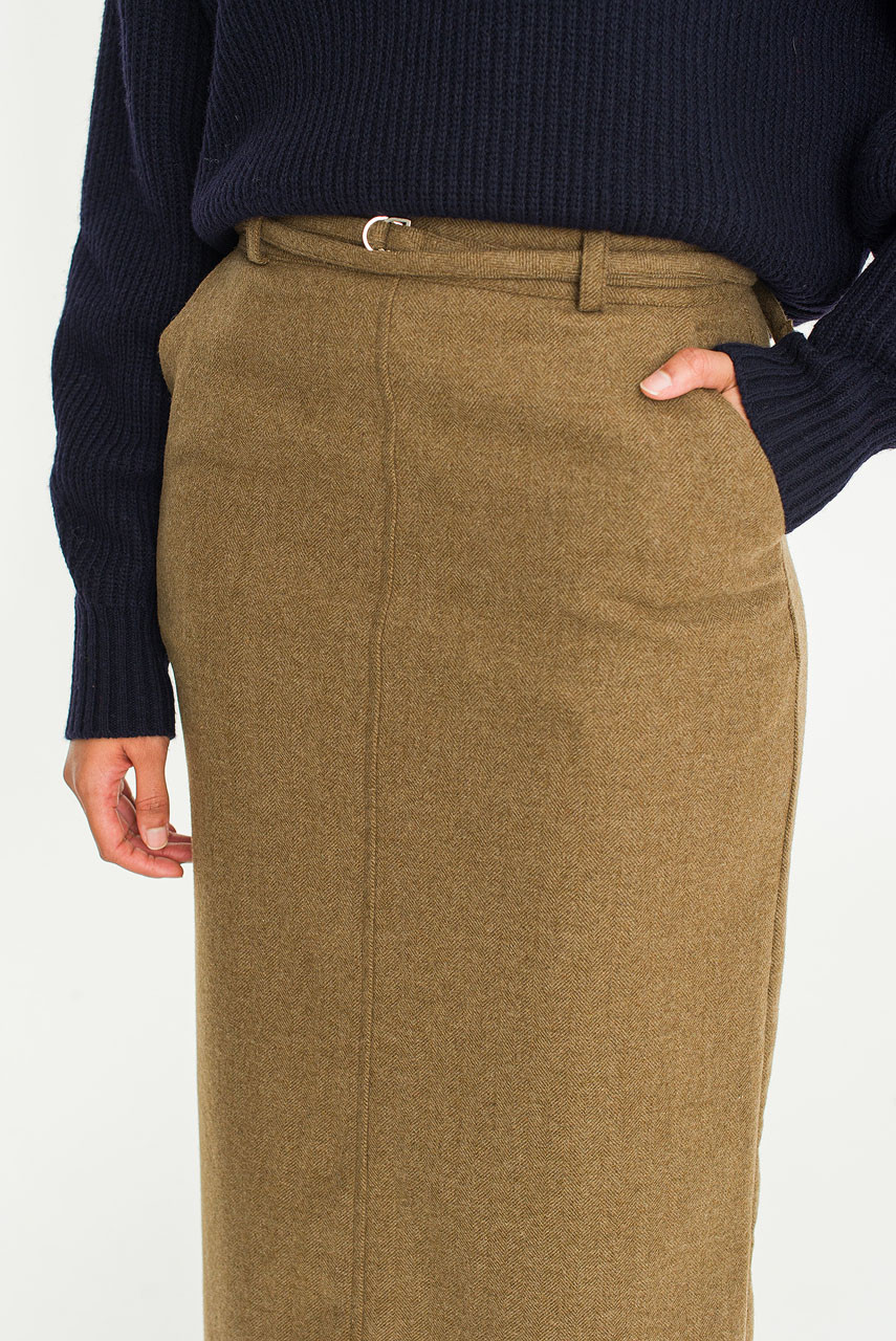 【PORTERNA】Noi herringbone long skirt Pleated skirt with herringbone pattern Luklaudia | 38