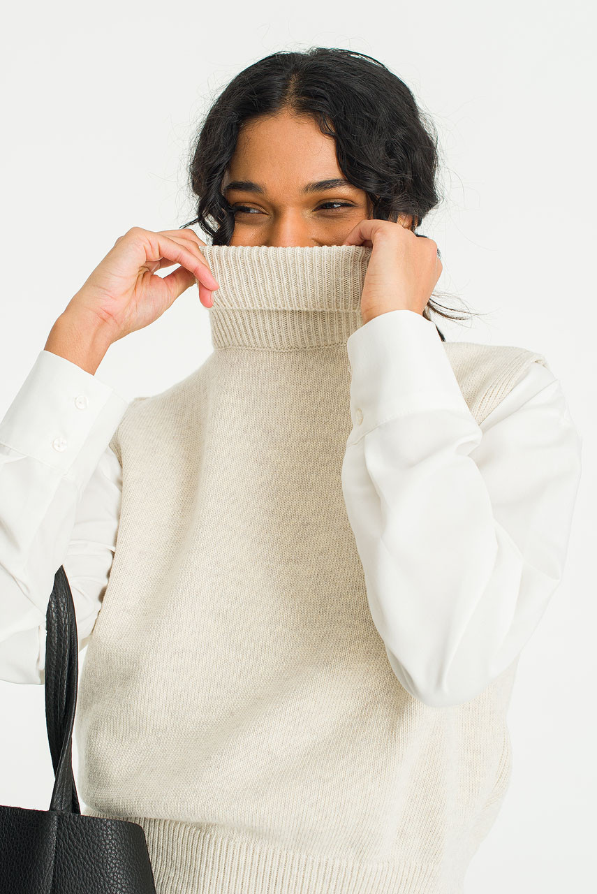 Caroline Roll Neck Vest, Oat