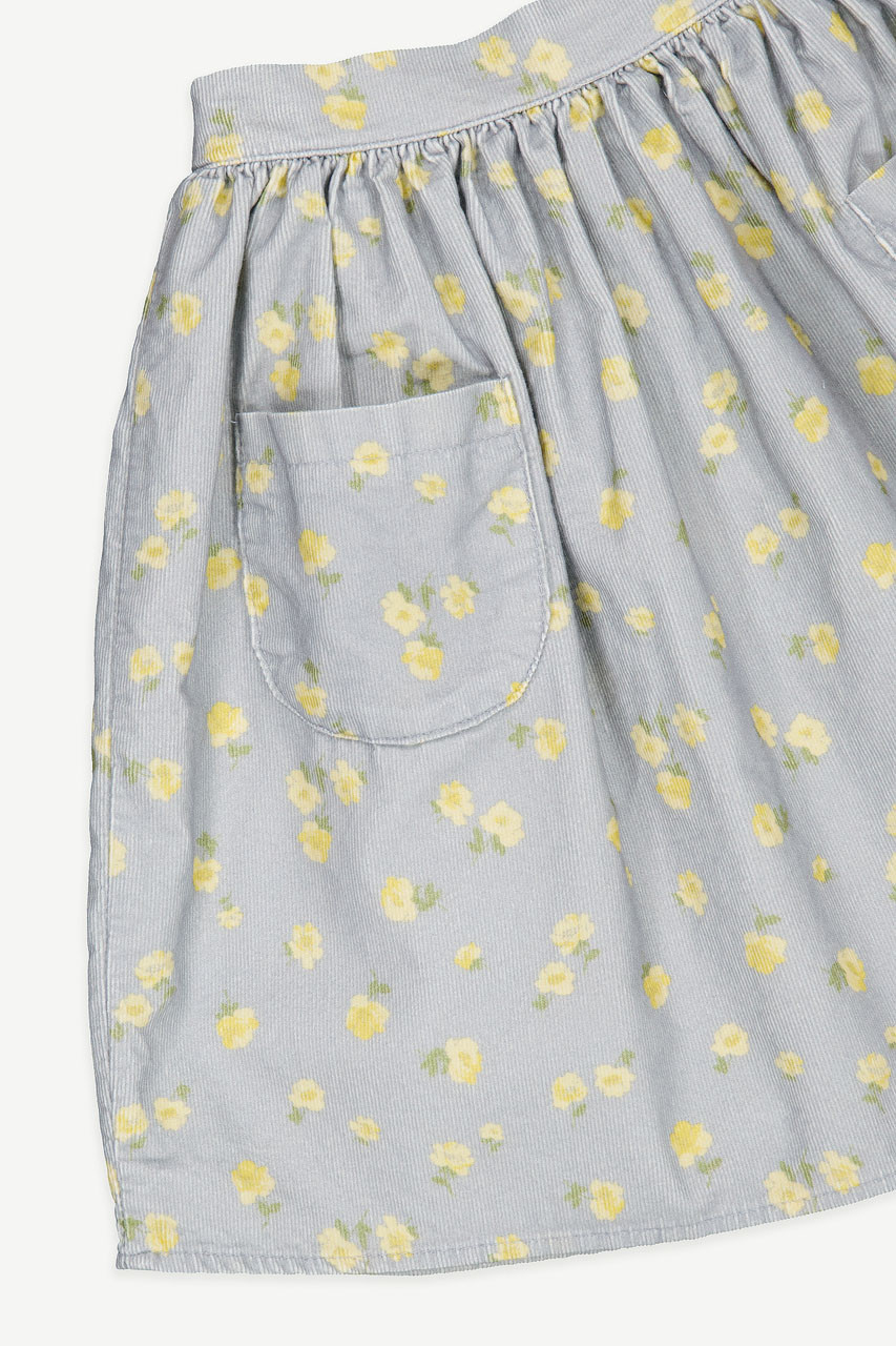 Mini Olive | Wildflower Corduroy Skirt, Blue