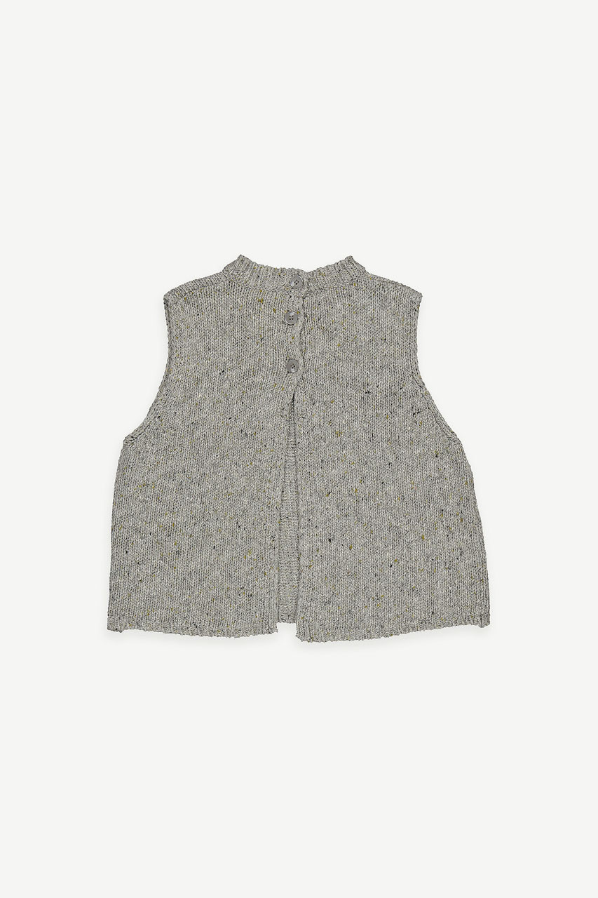 Mini Olive | Boucle Slit Back Easy Vest, Grey