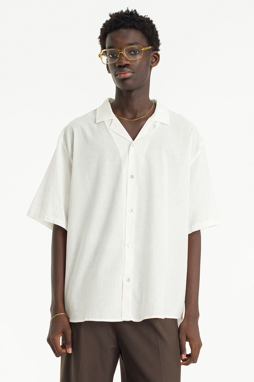 Menswear | Open Collar Shirt, White