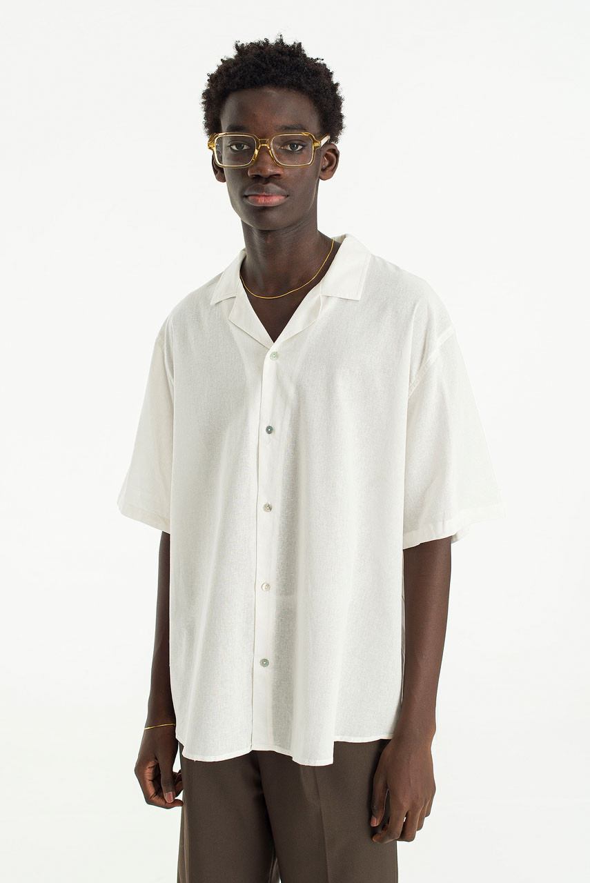 soerte LOOSE H/S OPEN COLLAR SHIRT ホワイト soerte（ソエルテ）の「LOOSE H / S OPEN COLLAR SHIRT (ASSORT