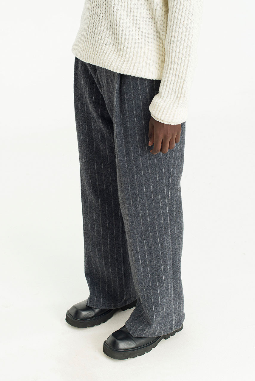 Grey Boohoo Pinstripe Trousers Low Waist Trousers Vera Wide Low