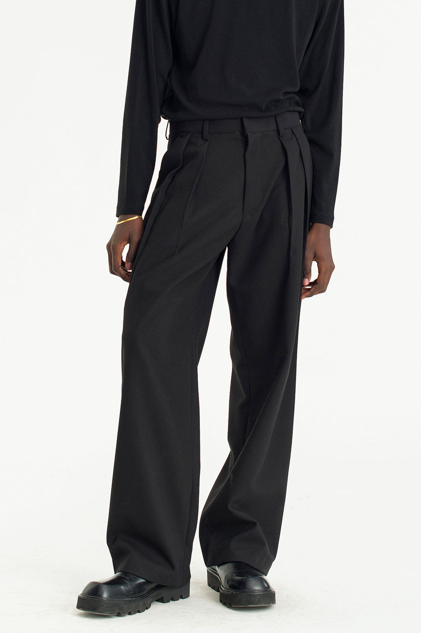 Hevò Men's Torre Chianca Wool Blend Trousers Black