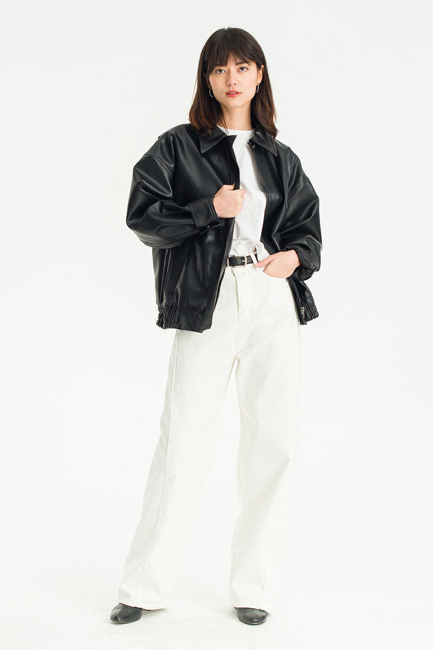 fiction tokyo ❤︎ Faux Leather Blouson Faux Leather Blouson, Black