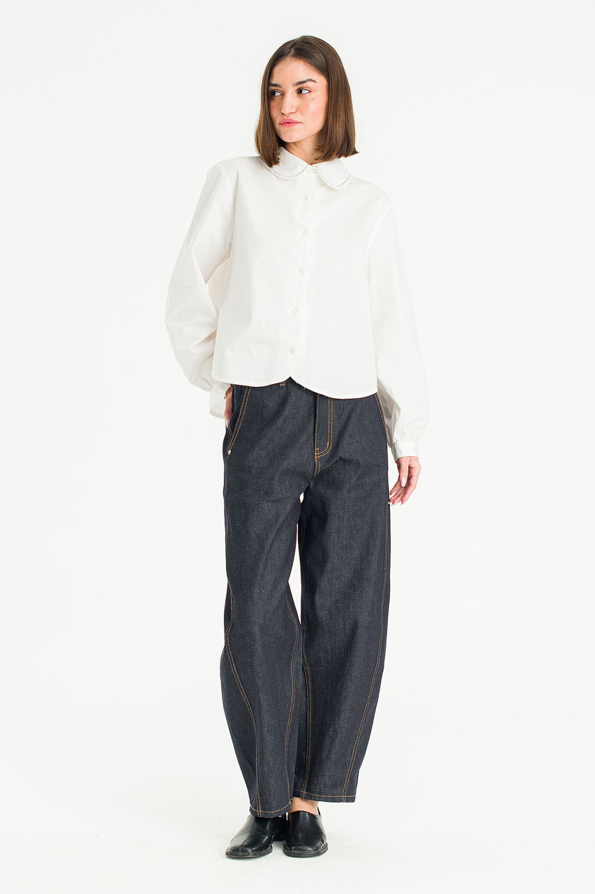 Colette Stitch Collar Blouse, Ivory