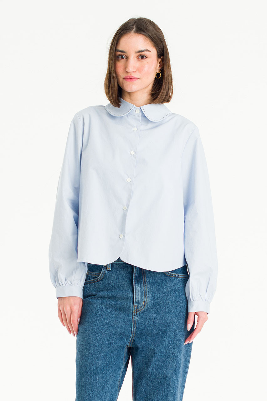 Colette Stitch Collar Blouse, Blue