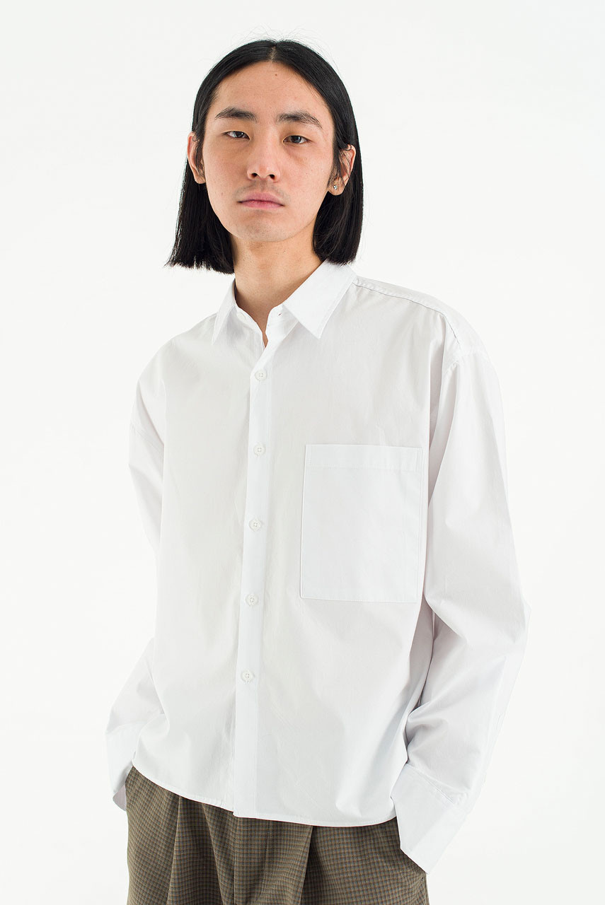 シャツ No.0342 F check cutting crop SHIRT Menswear | Cropped Shirt, White