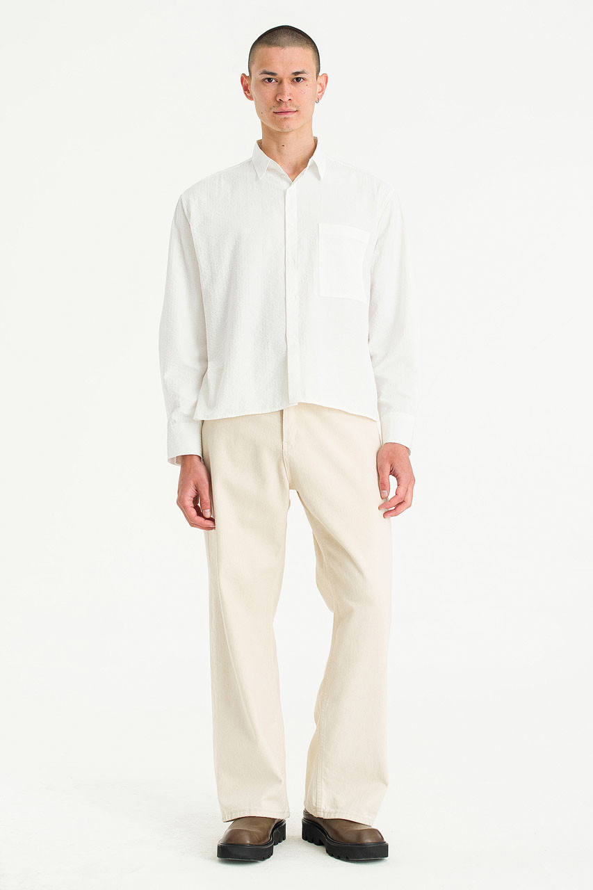 EVERYDAY I LIKE 2022AW Croppedシャツ2 白 Menswear | Striped Cropped Shirt, White
